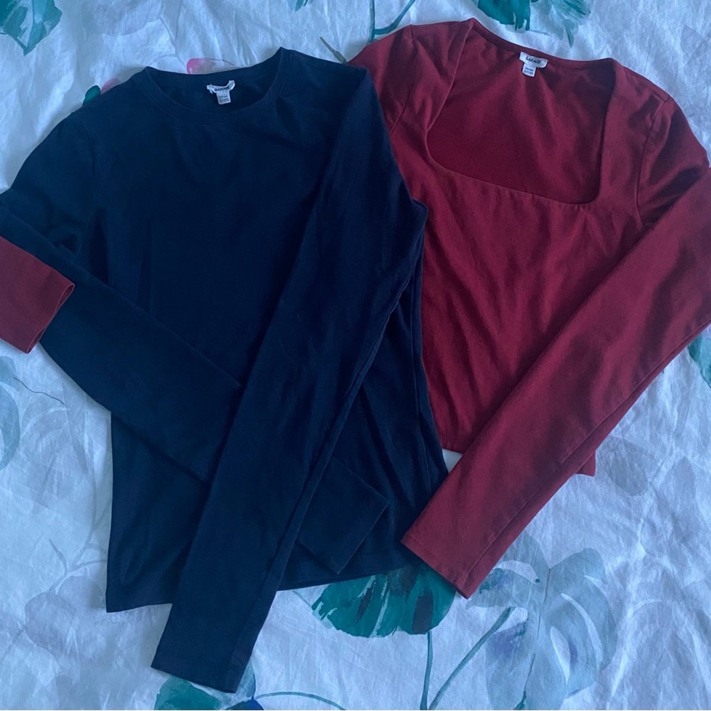 Stylish Long Sleeve Shirts-Navy and Red